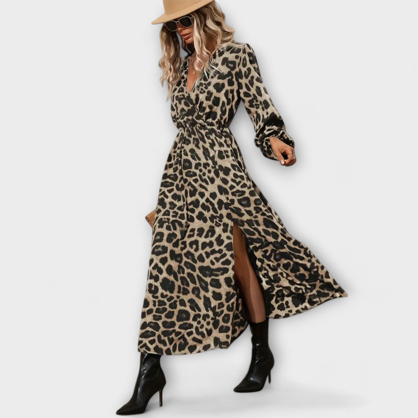 Natalie - Elegantiška suknelė su madingu leopardų raštu