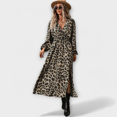 Natalie - Elegantiška suknelė su madingu leopardų raštu