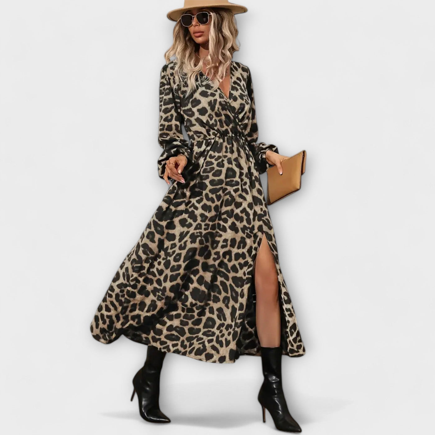 Natalie - Elegantiška suknelė su madingu leopardų raštu